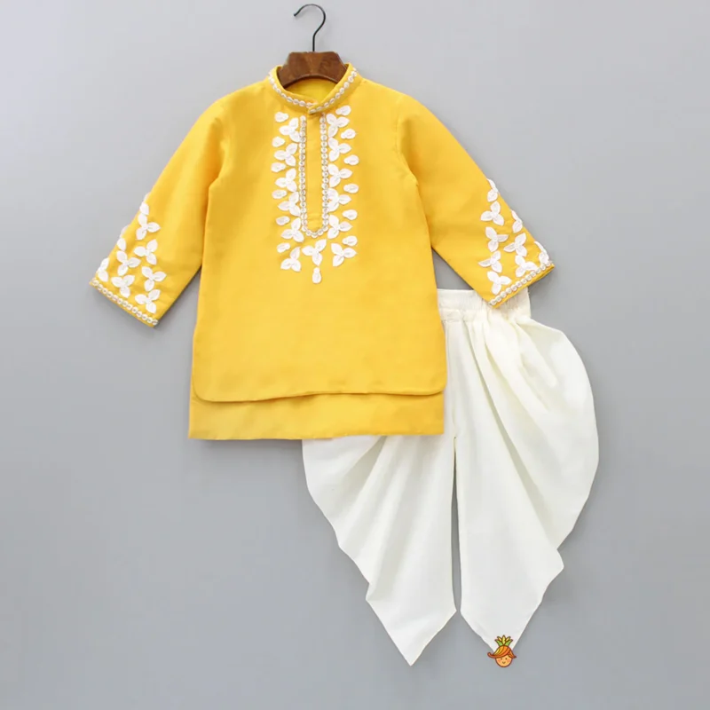 Sequins Embroidered High Low Kurta With Dhoti