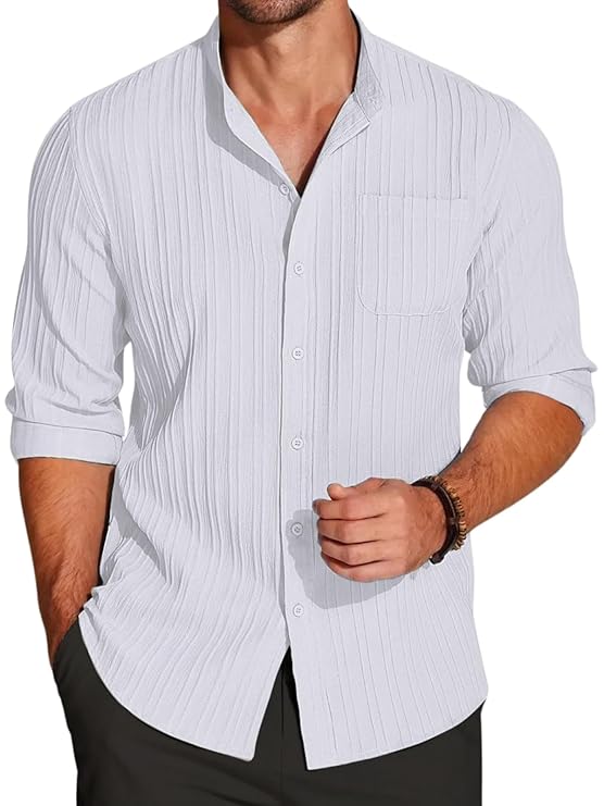 Casual Textured Button Down Regular Fit Shirts
