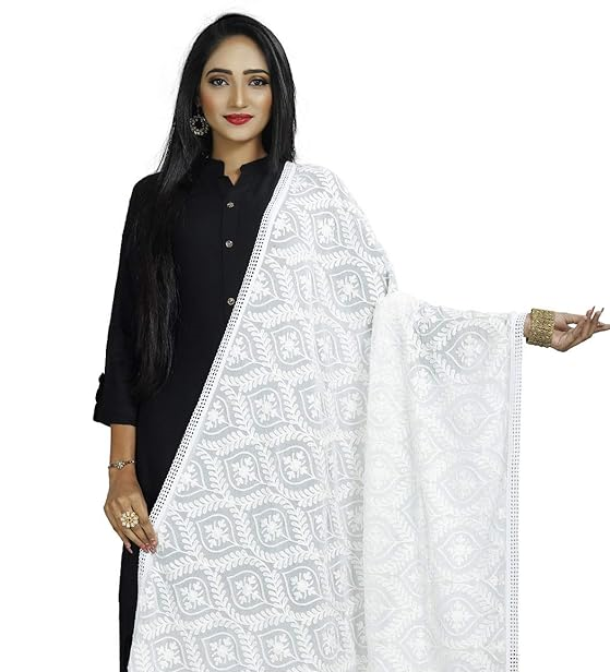 Women's Embroidered Chiffon Dupatta
