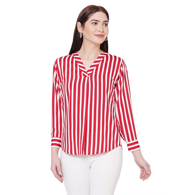 Women Red & White Top