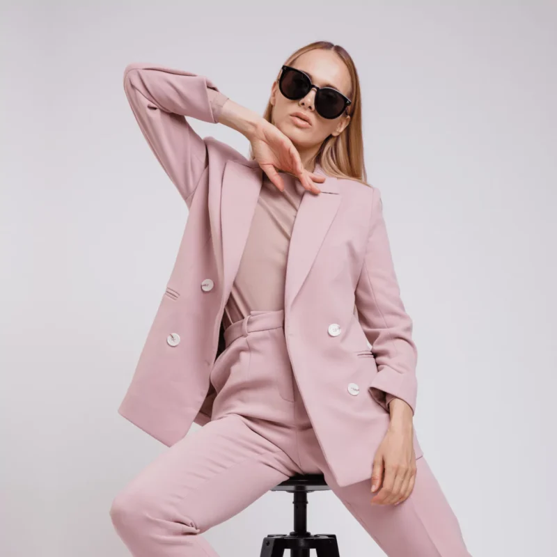 Pretty Pastel Pale Pink Suit Jacket Trousers