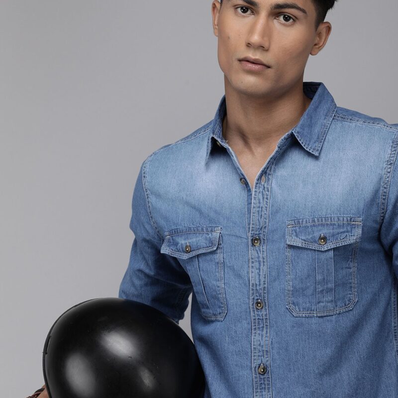 Faded Pure Cotton Denim Shirt