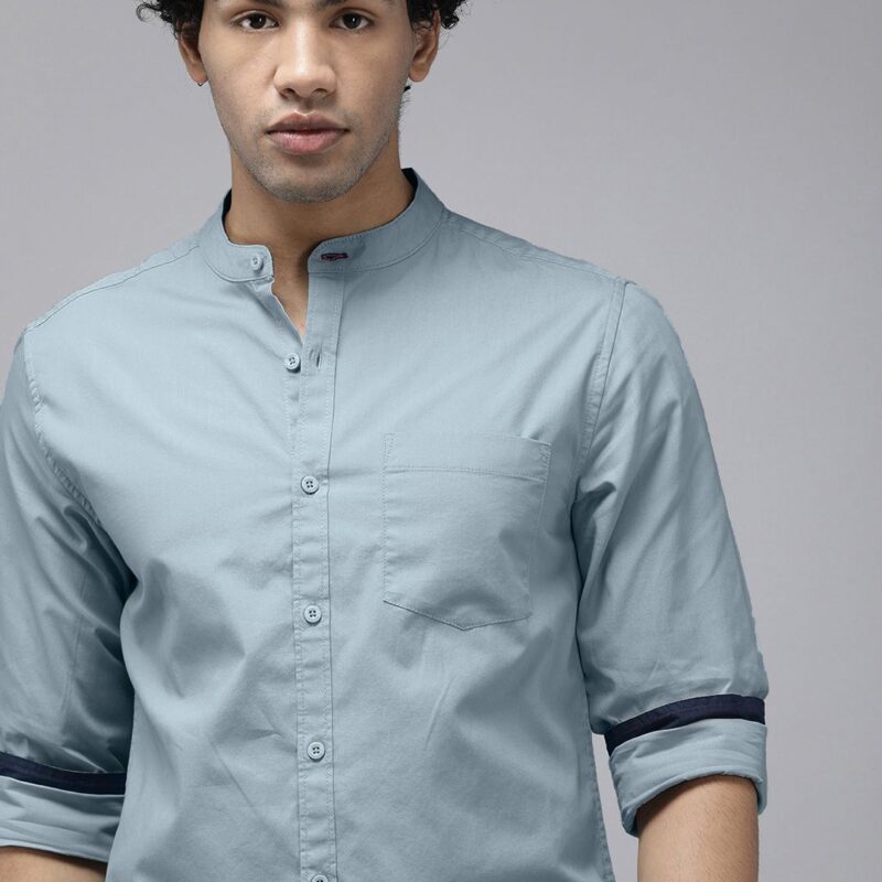 Mandarin Collar Casual Shirt
