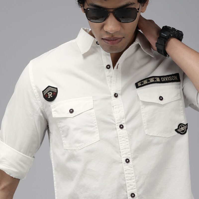 Men Casual Badge Shirt