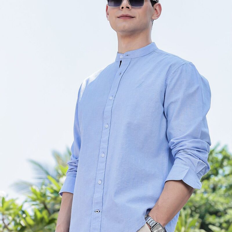 Mandarin Collar Cotton Shirt
